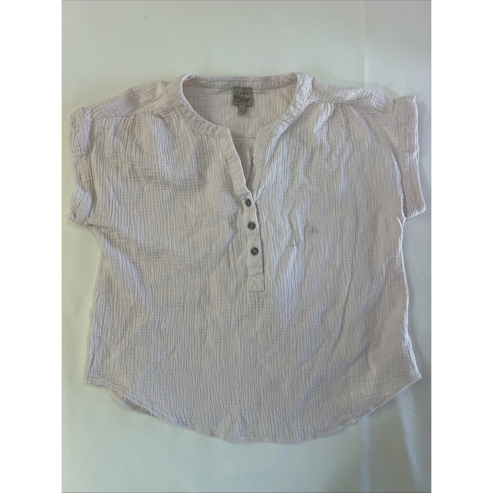 Como Vintage Size XL Cotton Gauze Popover Top Light Peach